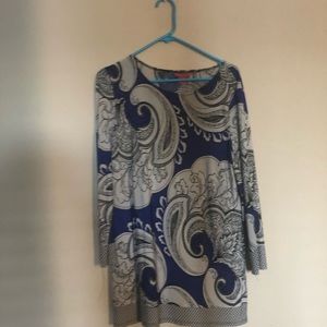 Blue whiteAnd white large paisley print shirt